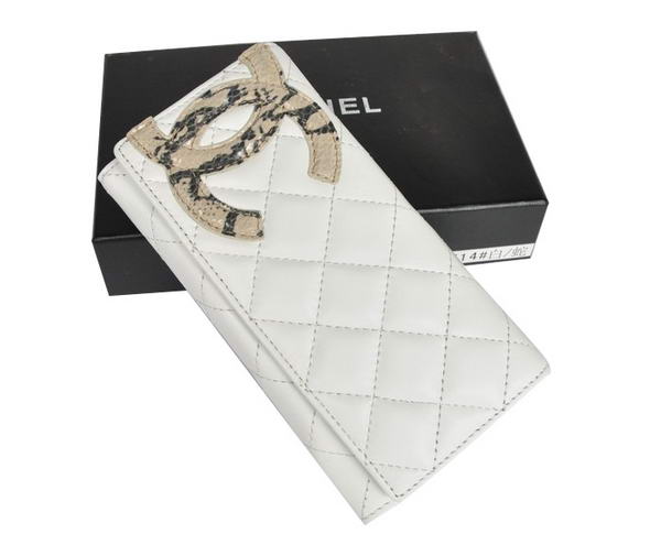 Replica Chanel CC Bi-Fold Wallet A514 White Snake